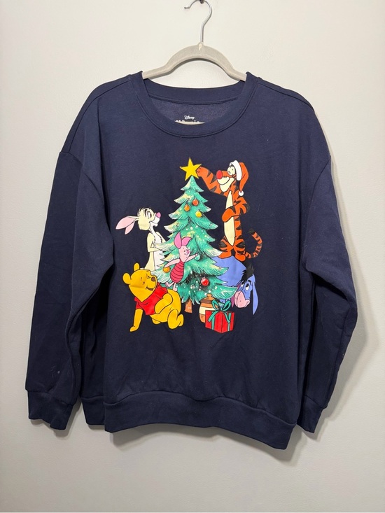 Disney Tops - Disney Navy Winnie the Pooh Holiday Crewneck Sweatshirt
